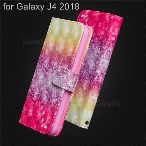 Gradient Rainbow 3D Painted Leather Wallet Case for Samsung Galaxy J4 (2018) SM-J400F