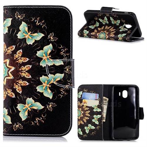 Circle Butterflies Leather Wallet Case for Samsung Galaxy J4 (2018) SM-J400F