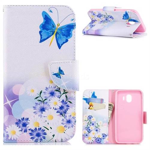 Butterflies Flowers Leather Wallet Case for Samsung Galaxy J4 (2018) SM-J400F