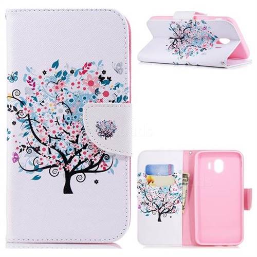 Colorful Tree Leather Wallet Case for Samsung Galaxy J4 (2018) SM-J400F