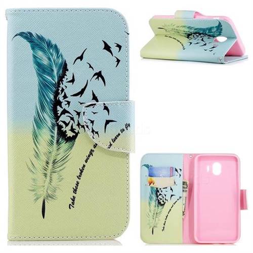 Feather Bird Leather Wallet Case for Samsung Galaxy J4 (2018) SM-J400F