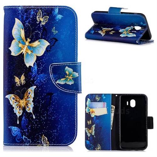 Golden Butterflies Leather Wallet Case for Samsung Galaxy J4 (2018) SM-J400F