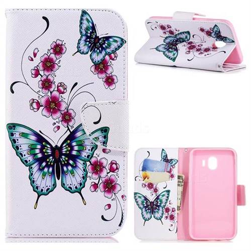 Peach Butterfly Leather Wallet Case for Samsung Galaxy J4 (2018) SM-J400F