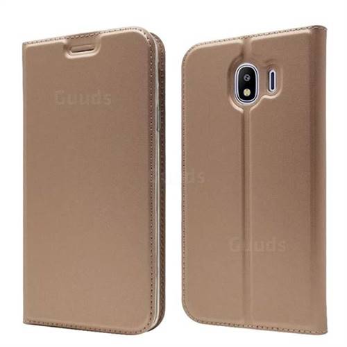Ultra Slim Card Magnetic Automatic Suction Leather Wallet Case for Samsung Galaxy J4 (2018) SM-J400F - Rose Gold