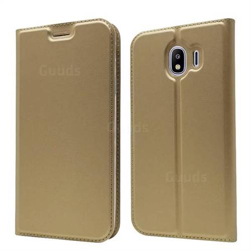Ultra Slim Card Magnetic Automatic Suction Leather Wallet Case for Samsung Galaxy J4 (2018) SM-J400F - Champagne