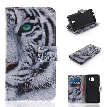 White Tiger PU Leather Wallet Case for Samsung Galaxy J4 (2018) SM-J400F