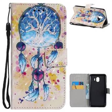 Blue Dream Catcher 3D Painted Leather Wallet Case for Samsung Galaxy J4 (2018) SM-J400F