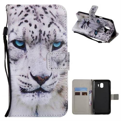 White Leopard PU Leather Wallet Case for Samsung Galaxy J4 (2018) SM-J400F