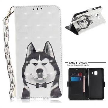Husky Dog 3D Painted Leather Wallet Phone Case for Samsung Galaxy J4 (2018) SM-J400F