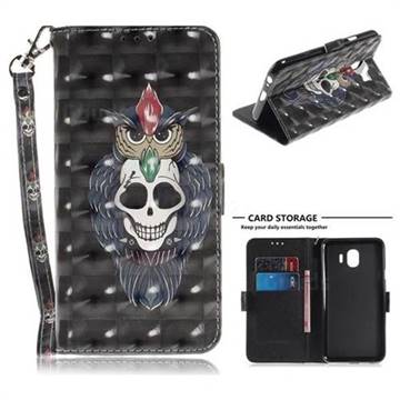 Skull Cat 3D Painted Leather Wallet Phone Case for Samsung Galaxy J4 (2018) SM-J400F