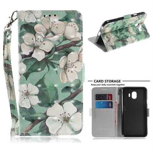 Watercolor Flower 3D Painted Leather Wallet Phone Case for Samsung Galaxy J4 (2018) SM-J400F