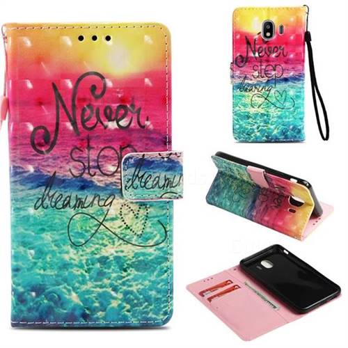 Colorful Dream Catcher 3D Painted Leather Wallet Case for Samsung Galaxy J4 (2018) SM-J400F