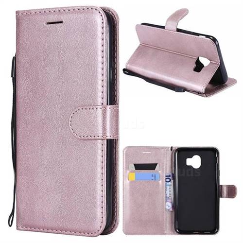 Retro Greek Classic Smooth PU Leather Wallet Phone Case for Samsung Galaxy J4 (2018) SM-J400F - Rose Gold