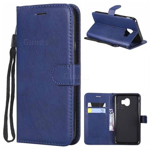 Retro Greek Classic Smooth PU Leather Wallet Phone Case for Samsung Galaxy J4 (2018) SM-J400F - Blue