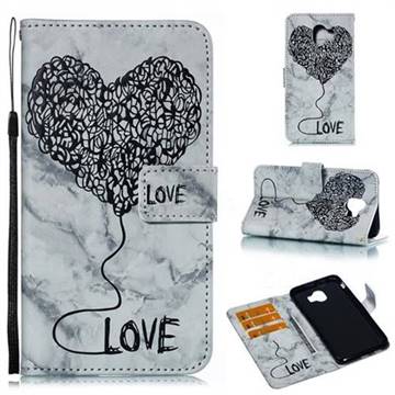 Marble Heart PU Leather Wallet Phone Case for Samsung Galaxy J4 (2018) SM-J400F - Black