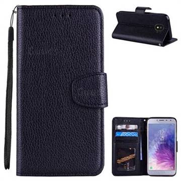 Litchi Pattern PU Leather Wallet Case for Samsung Galaxy J4 (2018) SM-J400F - Black