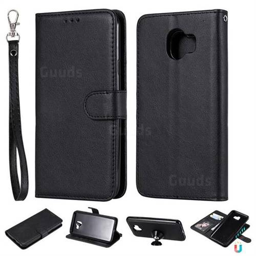 Retro Greek Detachable Magnetic PU Leather Wallet Phone Case for Samsung Galaxy J4 (2018) SM-J400F - Black