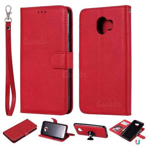 Retro Greek Detachable Magnetic PU Leather Wallet Phone Case for Samsung Galaxy J4 (2018) SM-J400F - Red