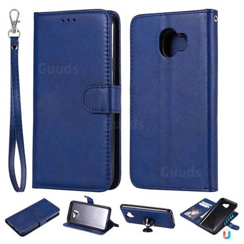Retro Greek Detachable Magnetic PU Leather Wallet Phone Case for Samsung Galaxy J4 (2018) SM-J400F - Blue