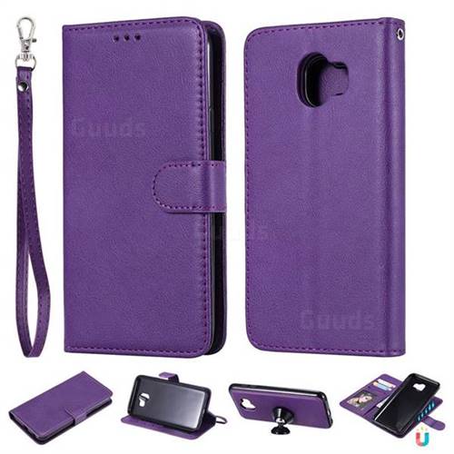 Retro Greek Detachable Magnetic PU Leather Wallet Phone Case for Samsung Galaxy J4 (2018) SM-J400F - Purple