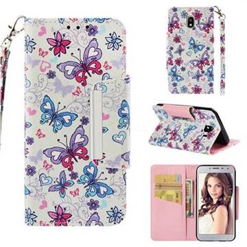 Colored Butterfly Big Metal Buckle PU Leather Wallet Phone Case for Samsung Galaxy J4 (2018) SM-J400F