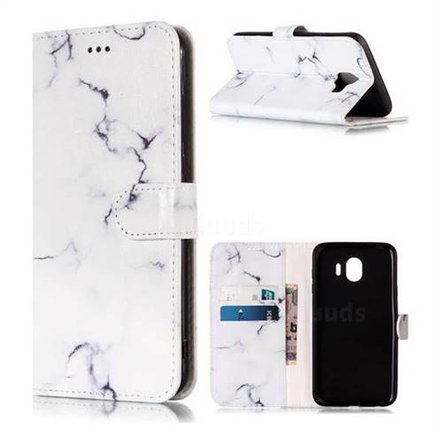 Soft White Marble PU Leather Wallet Case for Samsung Galaxy J4 (2018) SM-J400F