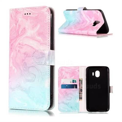 Pink Green Marble PU Leather Wallet Case for Samsung Galaxy J4 (2018) SM-J400F