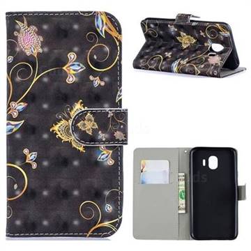 Black Butterfly 3D Painted Leather Phone Wallet Case for Samsung Galaxy J4 (2018) SM-J400F