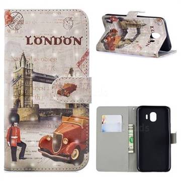 Retro London 3D Painted Leather Phone Wallet Case for Samsung Galaxy J4 (2018) SM-J400F