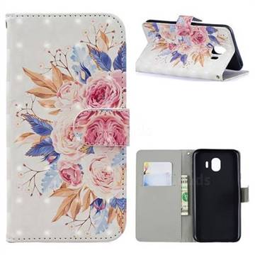 Rose Flowers 3D Painted Leather Phone Wallet Case for Samsung Galaxy J4 (2018) SM-J400F