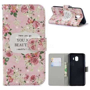 Butterfly Flower 3D Painted Leather Phone Wallet Case for Samsung Galaxy J4 (2018) SM-J400F