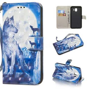 Ice Wolf 3D Painted Leather Wallet Phone Case for Samsung Galaxy J4 (2018) SM-J400F