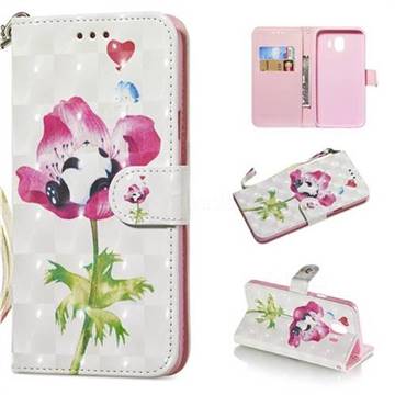 Flower Panda 3D Painted Leather Wallet Phone Case for Samsung Galaxy J4 (2018) SM-J400F