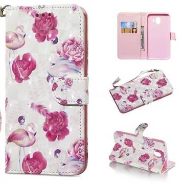 Flamingo 3D Painted Leather Wallet Phone Case for Samsung Galaxy J4 (2018) SM-J400F
