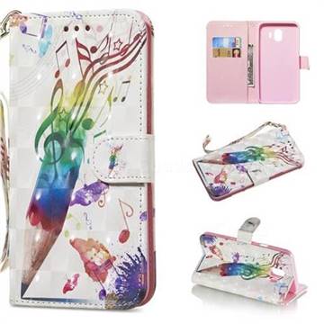 Music Pen 3D Painted Leather Wallet Phone Case for Samsung Galaxy J4 (2018) SM-J400F