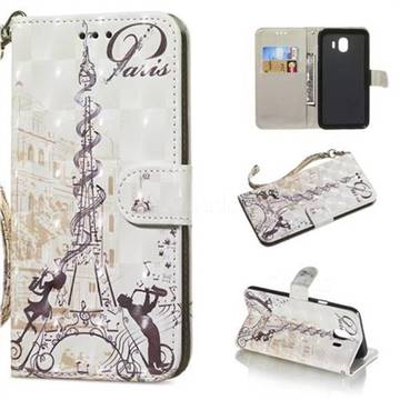 Tower Couple 3D Painted Leather Wallet Phone Case for Samsung Galaxy J4 (2018) SM-J400F