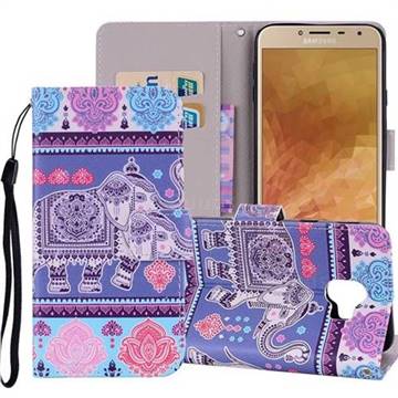 Totem Elephant PU Leather Wallet Phone Case Cover for Samsung Galaxy J4 (2018) SM-J400F