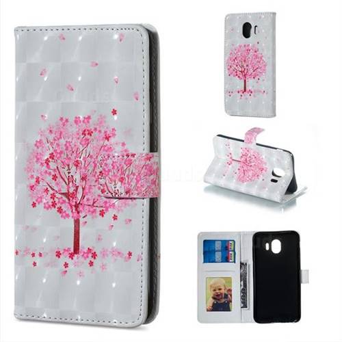 Sakura Flower Tree 3D Painted Leather Phone Wallet Case for Samsung Galaxy J4 (2018) SM-J400F
