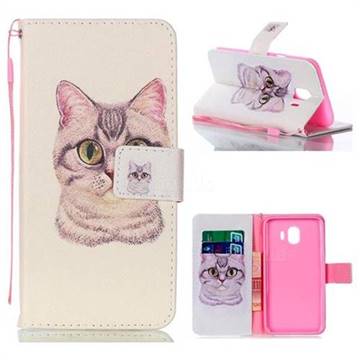 Lovely Cat Leather Wallet Phone Case for Samsung Galaxy J4 (2018) SM-J400F
