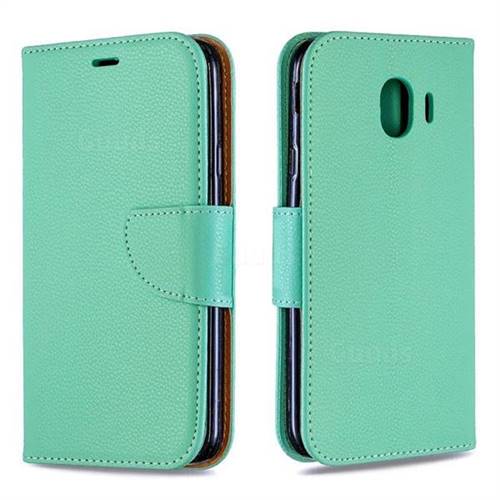 Classic Luxury Litchi Leather Phone Wallet Case for Samsung Galaxy J4 (2018) SM-J400F - Green