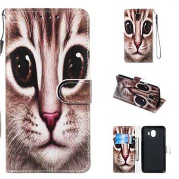 Coffe Cat Smooth Leather Phone Wallet Case for Samsung Galaxy J4 (2018) SM-J400F