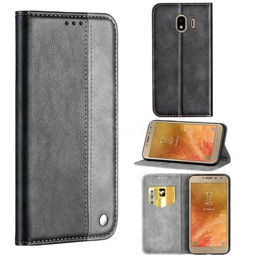 Classic Business Ultra Slim Magnetic Sucking Stitching Flip Cover for Samsung Galaxy J4 (2018) SM-J400F - Silver Gray