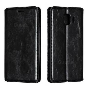 Retro Slim Magnetic Crazy Horse PU Leather Wallet Case for Samsung Galaxy J4 (2018) SM-J400F - Black