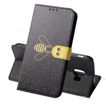 Silk Texture Bee Pattern Leather Phone Case for Samsung Galaxy J4 (2018) SM-J400F - Black