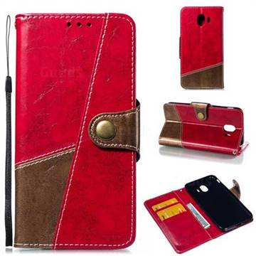 Retro Magnetic Stitching Wallet Flip Cover for Samsung Galaxy J4 (2018) SM-J400F - Rose Red