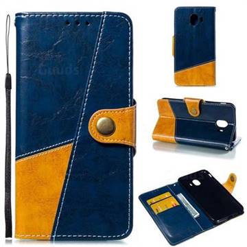 Retro Magnetic Stitching Wallet Flip Cover for Samsung Galaxy J4 (2018) SM-J400F - Blue
