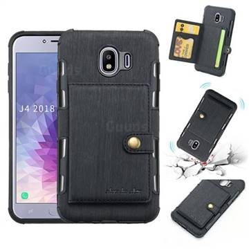 Brush Multi-function Leather Phone Case for Samsung Galaxy J4 (2018) SM-J400F - Black