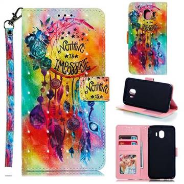 Flower Wind Chimes 3D Painted Leather Phone Wallet Case for Samsung Galaxy J4 (2018) SM-J400F