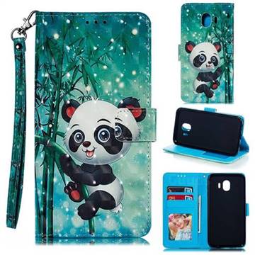 Cute Panda 3D Painted Leather Phone Wallet Case for Samsung Galaxy J4 (2018) SM-J400F