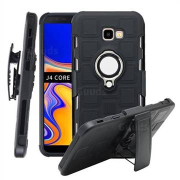 3 in 1 PC + Silicone Leather Phone Case for Samsung Galaxy J4 Core - Black